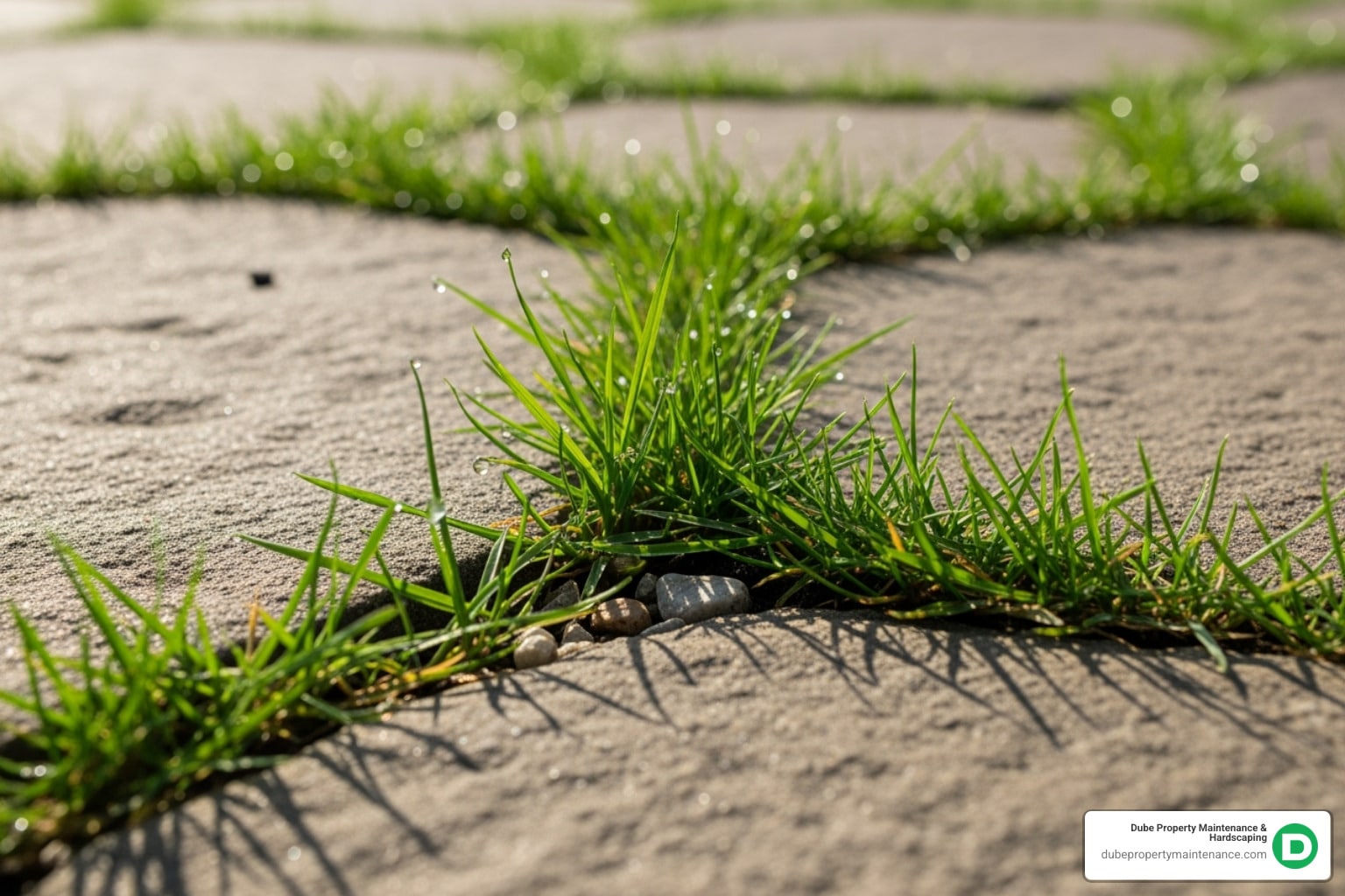 grass between stone pavers
